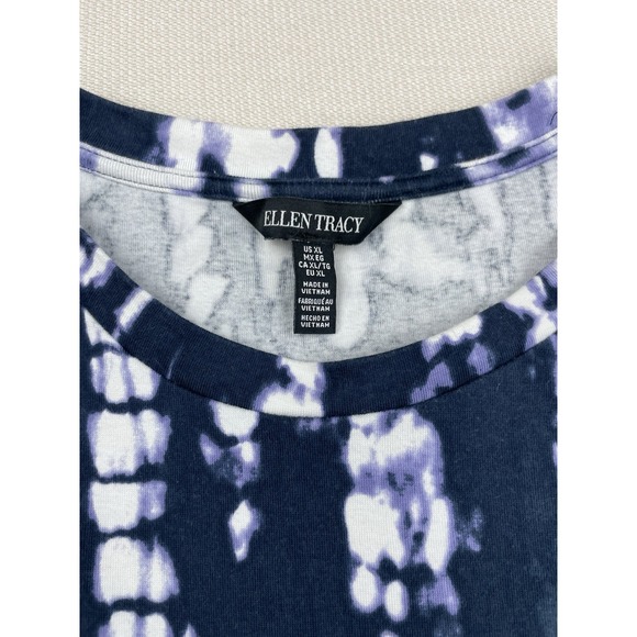 Ellen Tracy Mood Indigo Tie Dye Womens Pima Cotton Stretch T-Shirt Dress Size XL - Picture 3 of 14